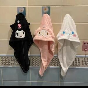 Cute Sanrio, character Hooded Towels - Black, Pink, White